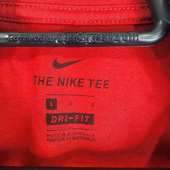 Men's Red Nike Dri-Fit Shirt Short Sleeve Crew Neck Size L - Picture 5 of 9